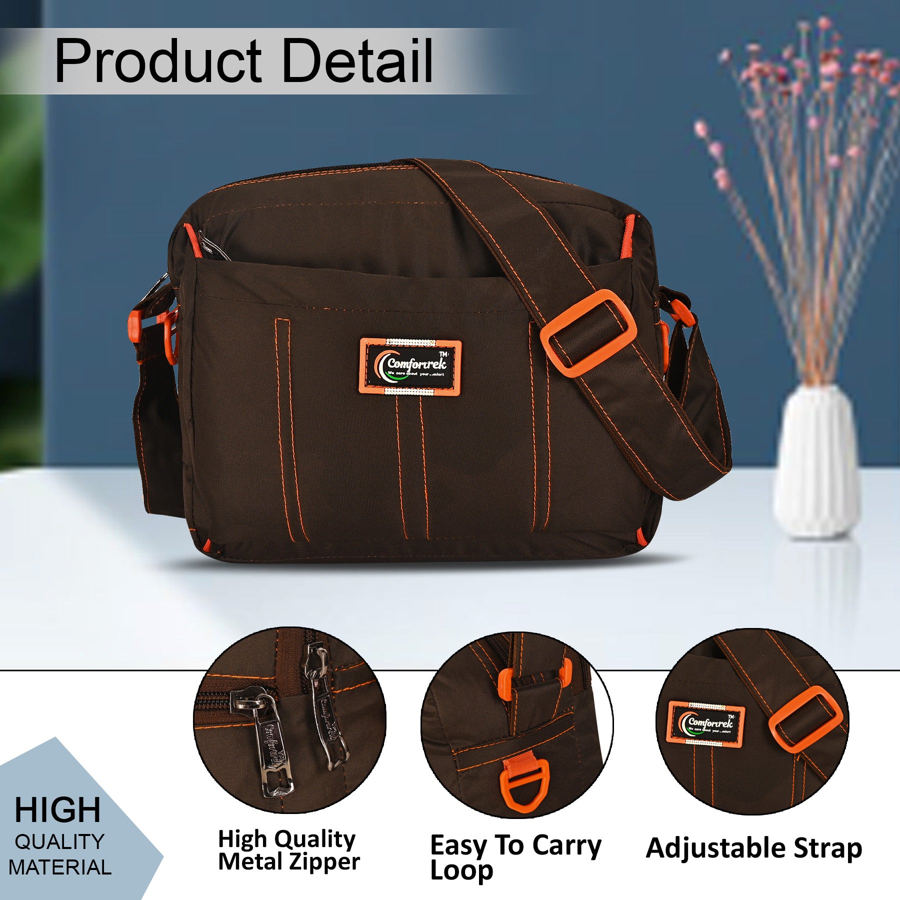 Comfortrek Waterproof Crossbody Sling Bag for Men & Women | Travel, Office, College, Daily Use Multipurpose Shoulder Bag | Compact, Lightweight, Anti Theft & Stylish