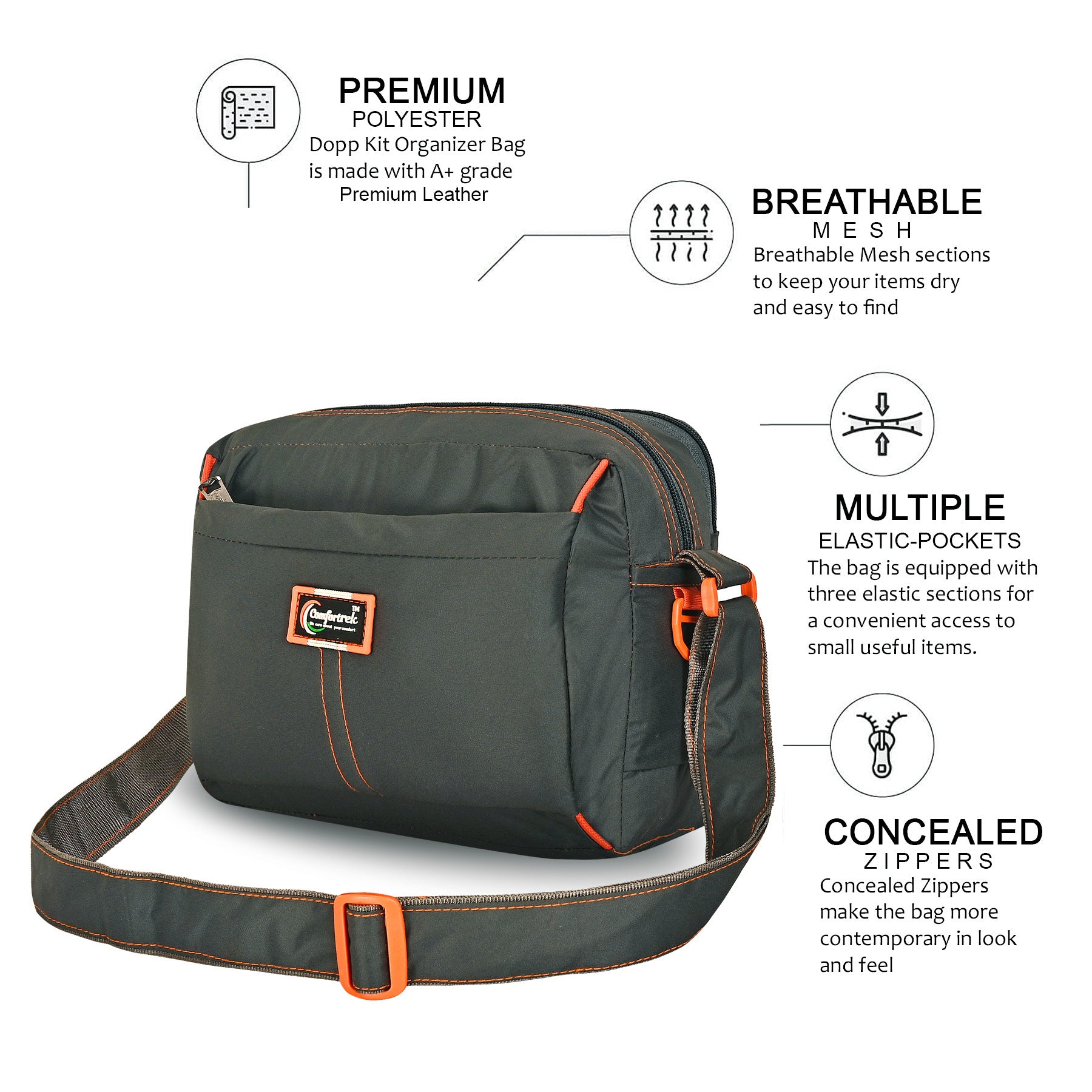 Comfortrek Waterproof Crossbody Sling Bag for Men & Women | Travel, Office, College, Daily Use Multipurpose Shoulder Bag | Compact, Lightweight, Anti Theft & Stylish