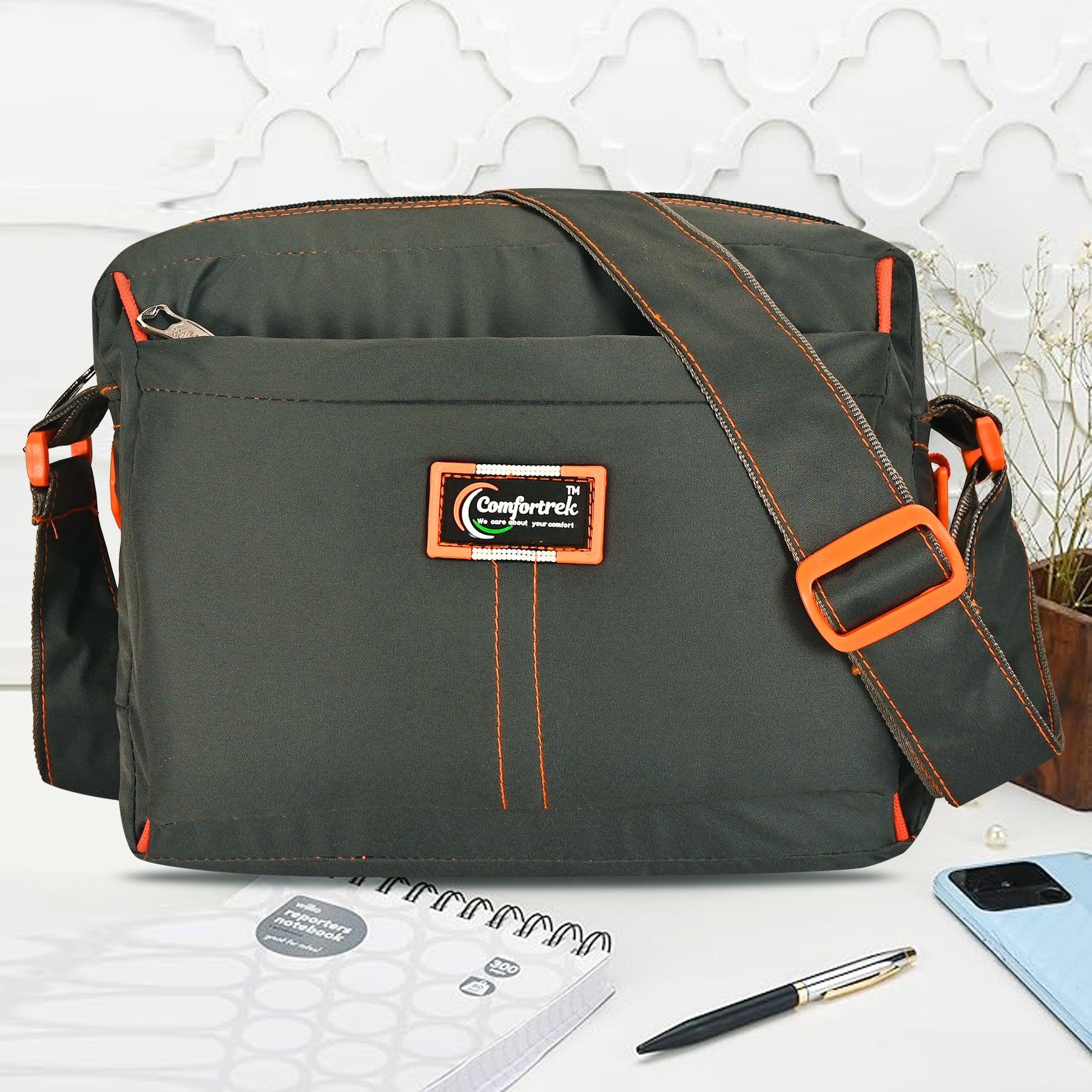 Comfortrek Waterproof Crossbody Sling Bag for Men & Women | Travel, Office, College, Daily Use Multipurpose Shoulder Bag | Compact, Lightweight, Anti Theft & Stylish