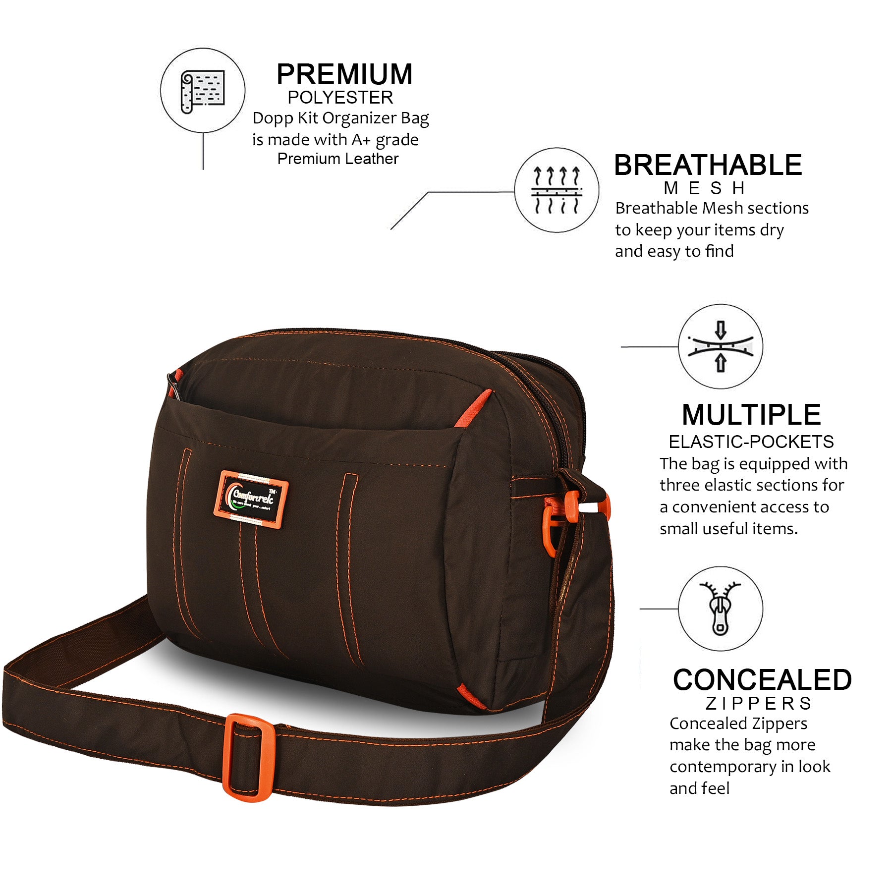 Comfortrek Waterproof Crossbody Sling Bag for Men & Women | Travel, Office, College, Daily Use Multipurpose Shoulder Bag | Compact, Lightweight, Anti Theft & Stylish